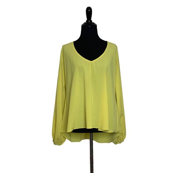 Lovers + Friends lime yellow long sleeves v neck tunic top size M - Picture 1 of 12